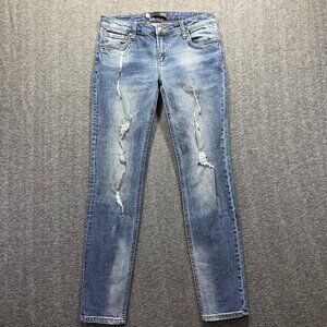 KUT From The Kloth Jeans Womens 0 Blue Catherine Boyfriend Distressed Ripped